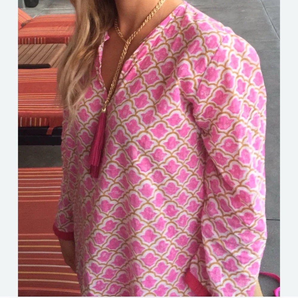 Roberta Roller Rabbit Pink and White Tunic